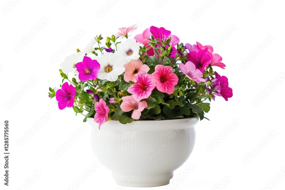 Ultra Quality Image of Colour Flowers in White Pot Isolated on White Ultra Quality Image of Colour Flowers in White Pot Isolated on White