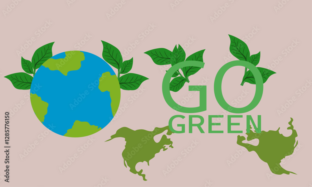 Vector Illustration Earth Globe With Greenery Vector Illustration Earth Globe With Greenery
