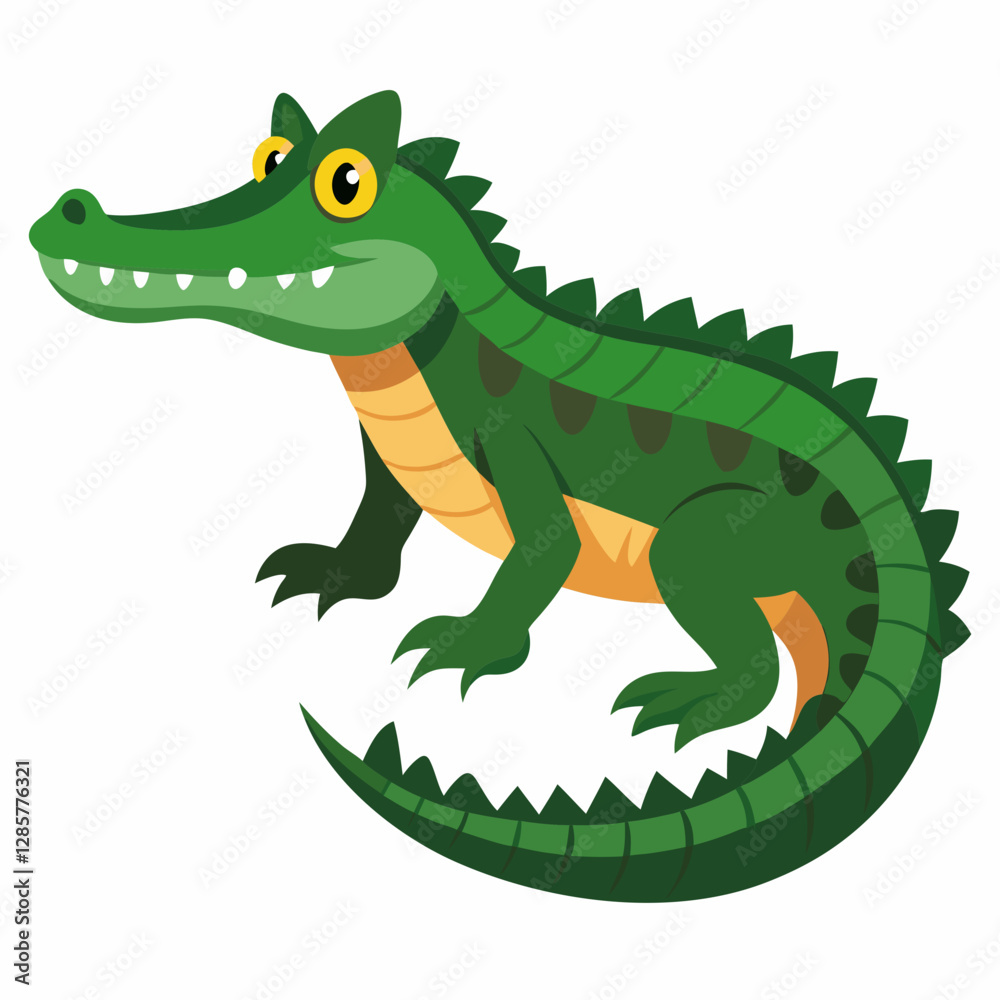 Minimalist American Alligator Vector on White Background Minimalist American Alligator Vector on White Background
