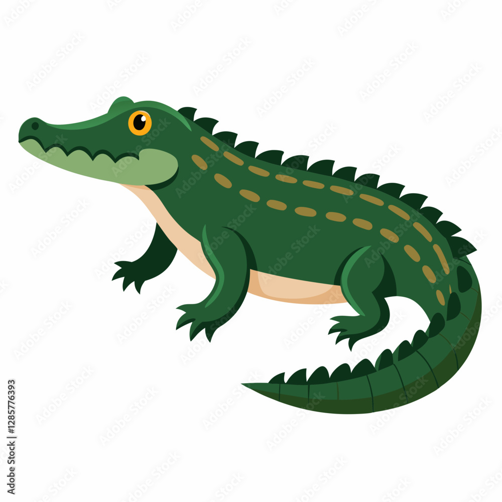 Minimalist American Alligator Vector on White Background Minimalist American Alligator Vector on White Background