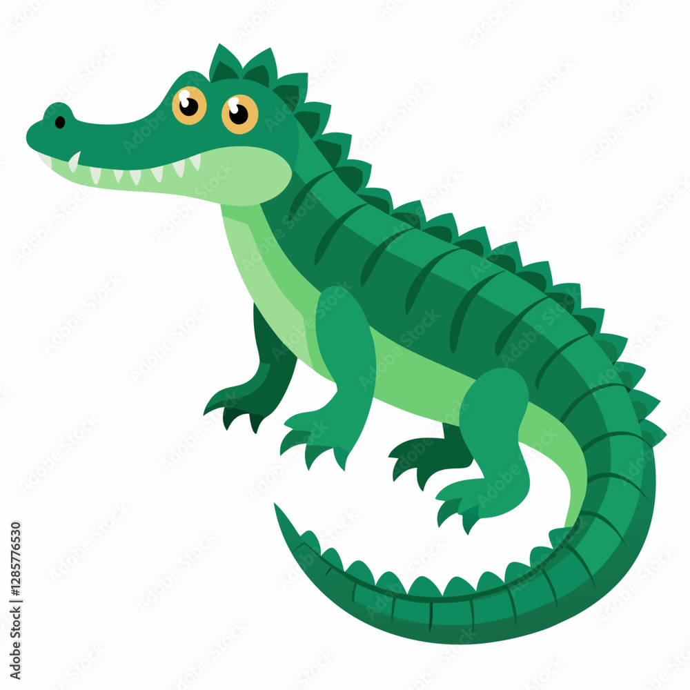 Minimalist American Alligator Vector on White Background Minimalist American Alligator Vector on White Background