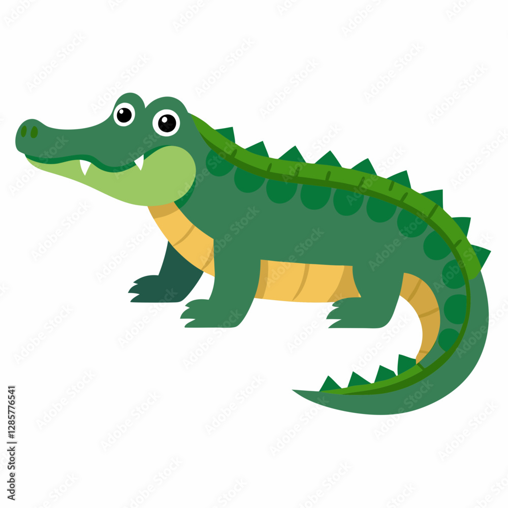 Minimalist American Alligator Vector on White Background Minimalist American Alligator Vector on White Background