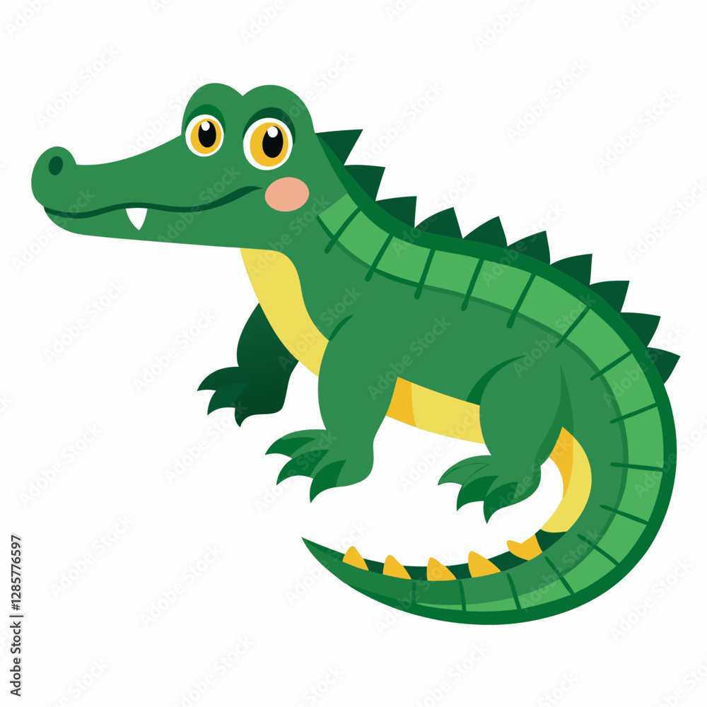 Minimalist American Alligator Vector on White Background Minimalist American Alligator Vector on White Background