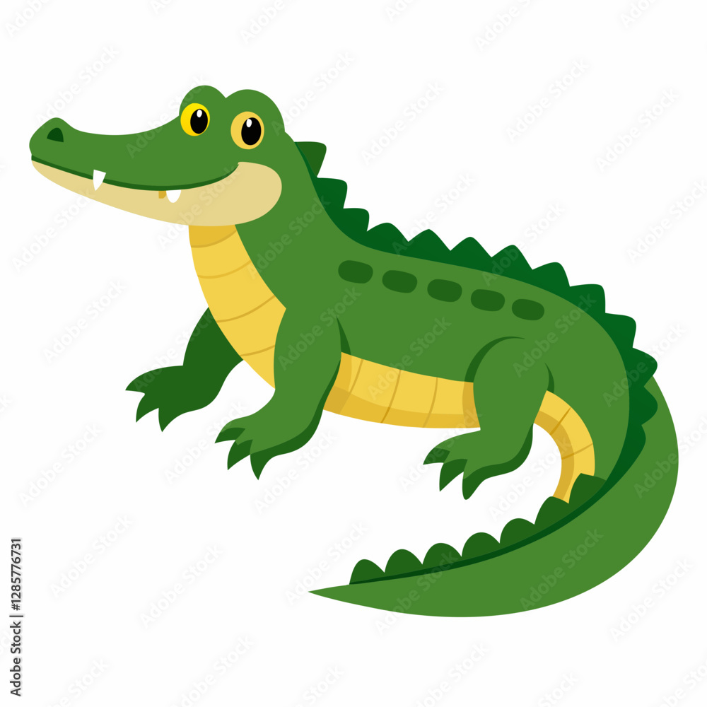 Minimalist American Alligator Vector on White Background Minimalist American Alligator Vector on White Background