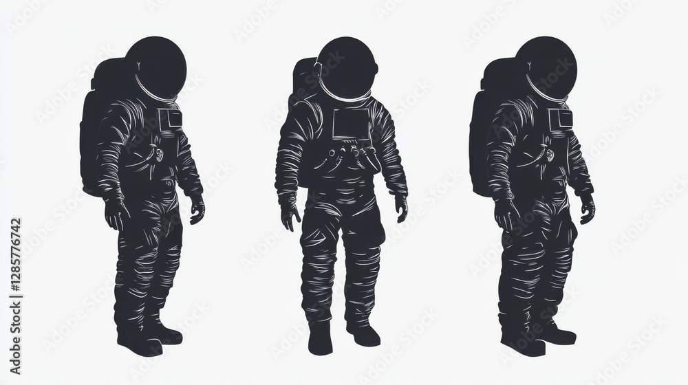 Fototapeta premium silhouettes of astronaut