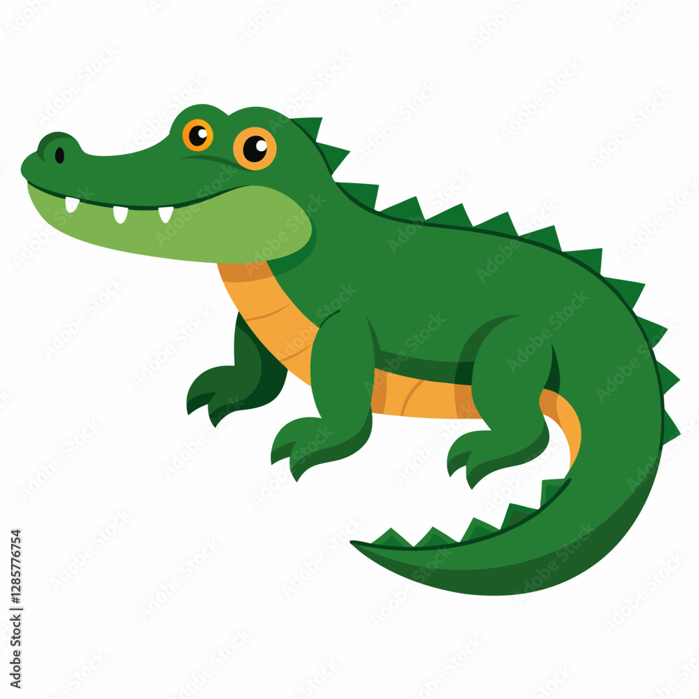 Minimalist American Alligator Vector on White Background Minimalist American Alligator Vector on White Background