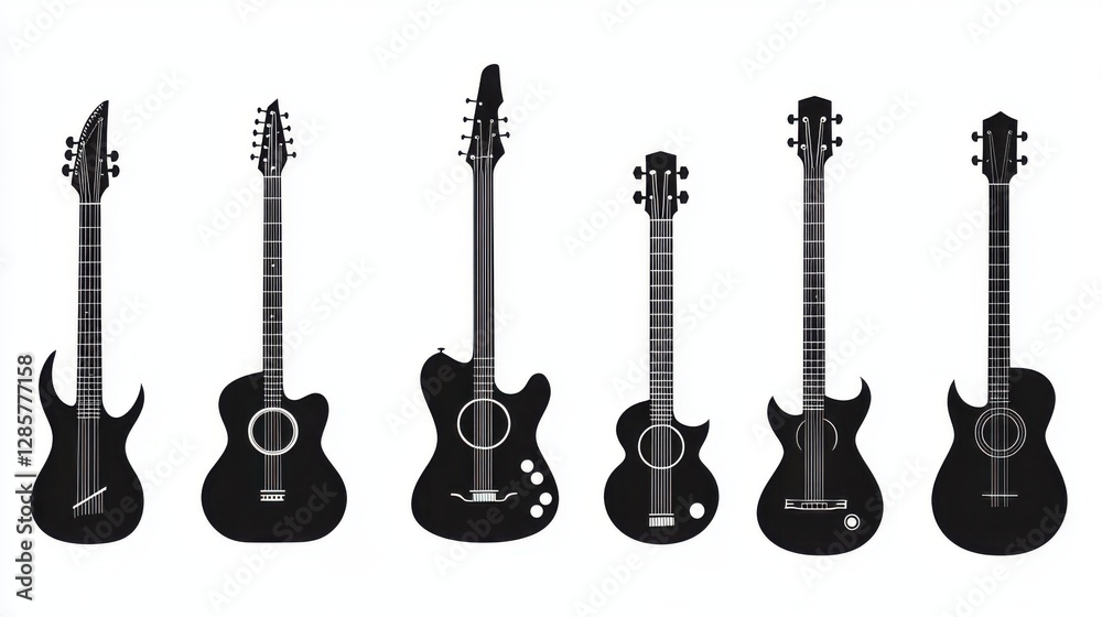 Naklejka premium set of guitar vector icon set
