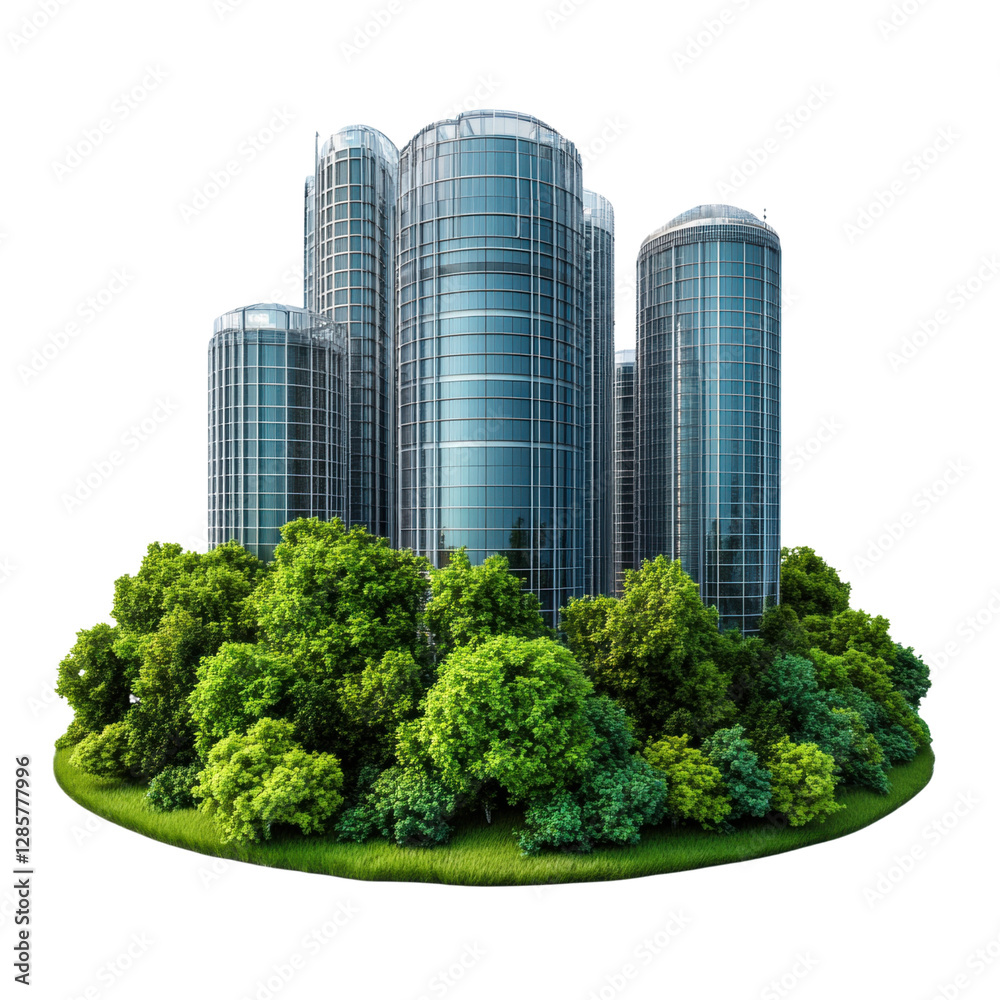 Fototapeta premium Modern skyscrapers with greenery surrounding
