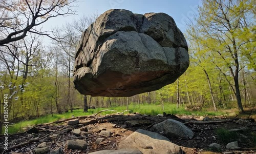 Discovering Balancing Rock Large Boulder Suspended Above Forest Floor