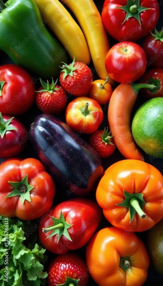 Assortment of ripe fruits and vegetables, garden harvest , photography, agriculture, colorful Assortment of ripe fruits and vegetables, garden harvest , photography, agriculture, colorful