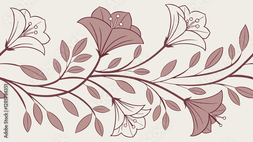Floral Elegance: A seamless floral border gracefully adorns a pale backdrop, its delicate blooms and intertwining vines whispering tales of nature's exquisite artistry.