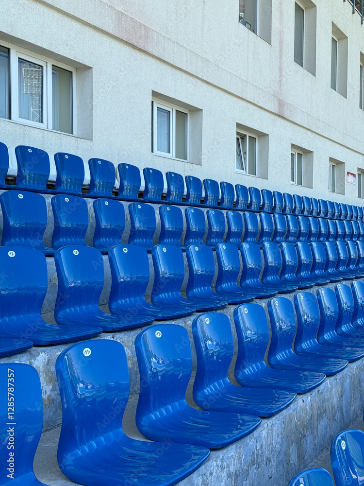 Fototapeta premium Blue Stadium Stand Seats For Viewing