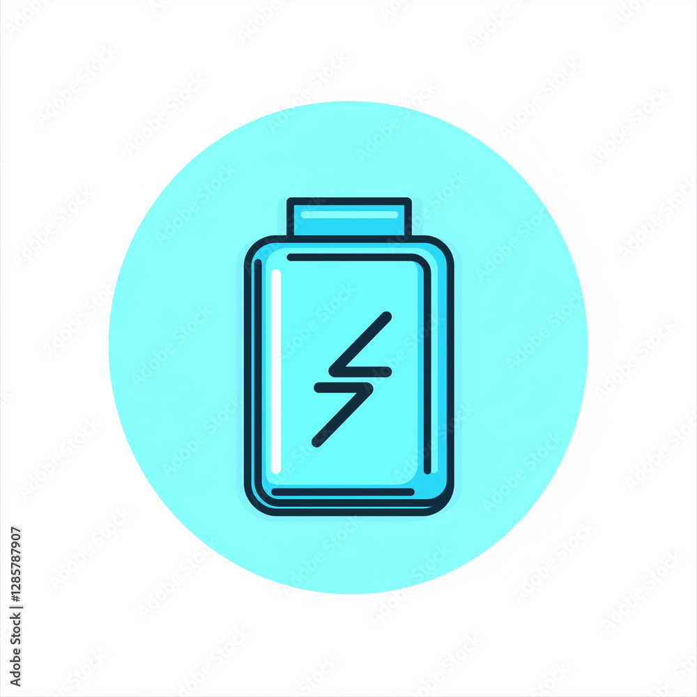 Battery Icon Blue Electric Power Symbol Flat Design Battery Icon Blue Electric Power Symbol Flat Design