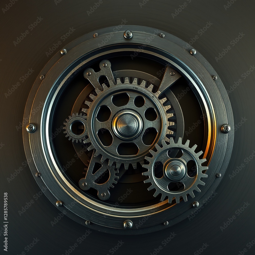 Fototapeta premium Detailed Mechanical Gears: Engraved Cog Pattern