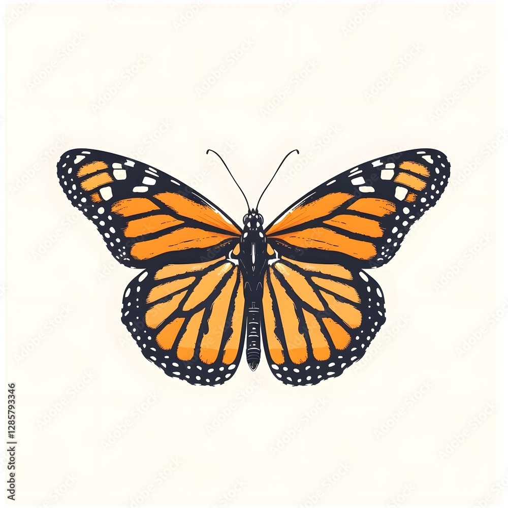 Fototapeta premium Stylized Monarch Butterfly in Elegant Minimal Design