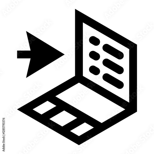 icon laptop with an arrow symbolizing online ordering or digital transactions.
