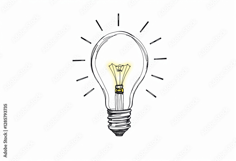 Creative Sparks: A Sketch of a Glowing Light Bulb Representing Innovation and Inspiration Creative Sparks: A Sketch of a Glowing Light Bulb Representing Innovation and Inspiration
