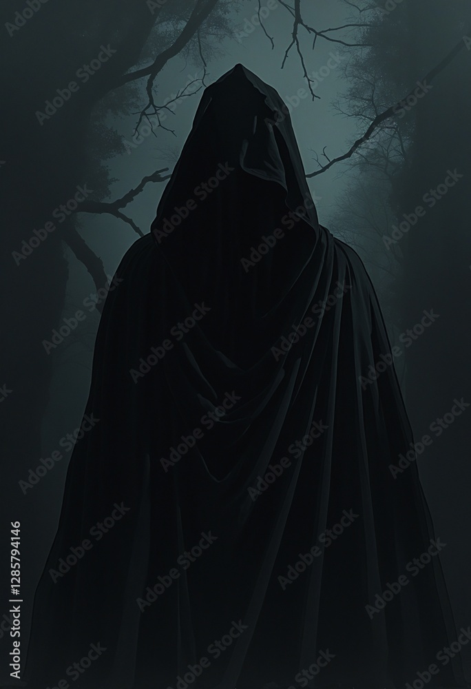 The Veiled Enigma: An Eerie Silhouette Amidst a Shroud of Darkness The Veiled Enigma: An Eerie Silhouette Amidst a Shroud of Darkness