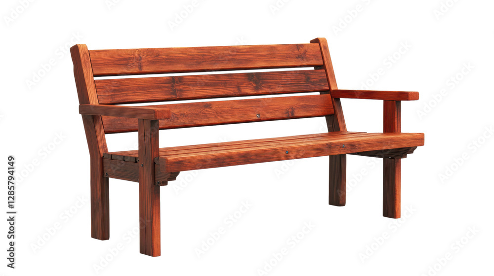 Wooden bench, white isolate background