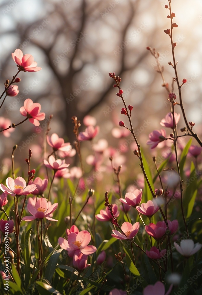 Lush Springtime Bliss: A Dreamy Landscape of Vibrant Colors and Natural Light Lush Springtime Bliss: A Dreamy Landscape of Vibrant Colors and Natural Light