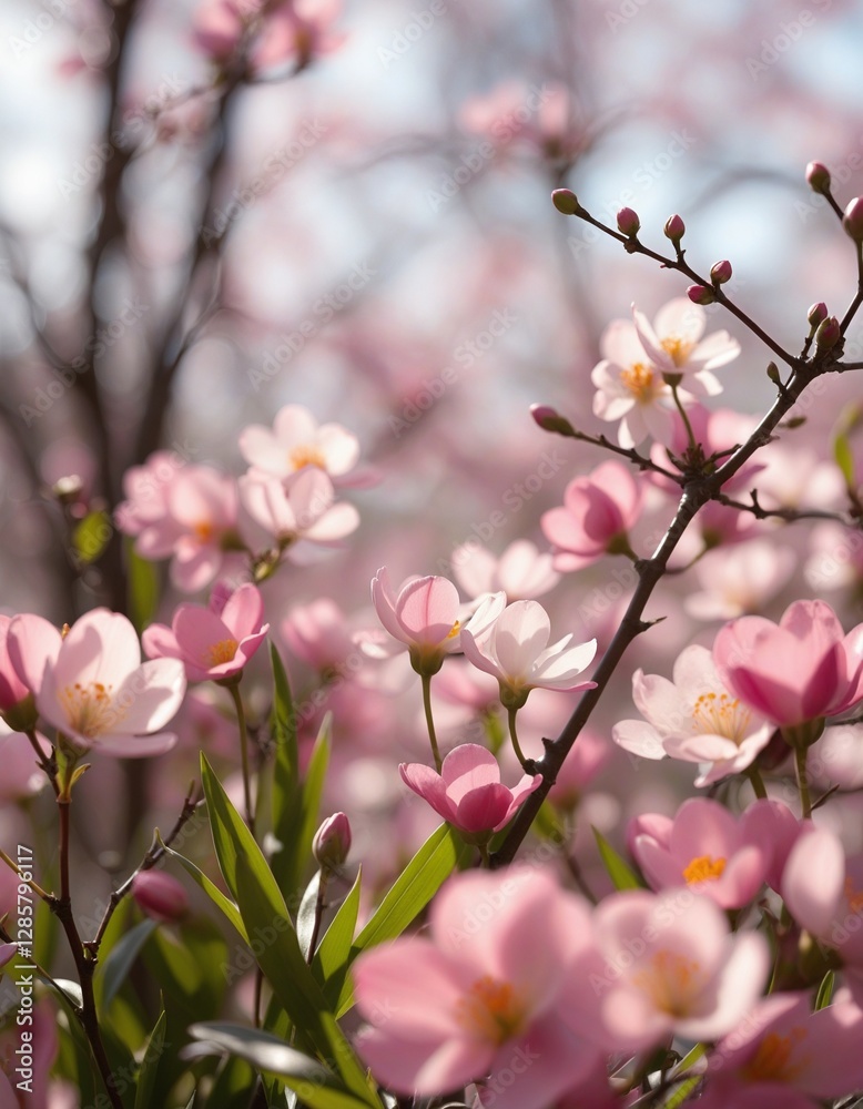 A Lush and Dreamy Spring Scene with Natural Light and Rich Colors A Lush and Dreamy Spring Scene with Natural Light and Rich Colors