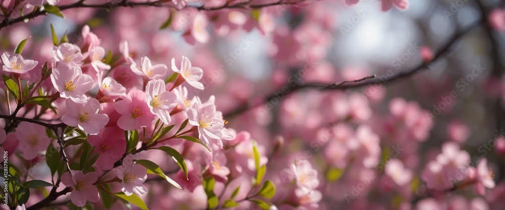 A Lush and Vibrant Garden in Full Bloom: Spring's Natural Beauty and Soft Atmosphere A Lush and Vibrant Garden in Full Bloom: Spring's Natural Beauty and Soft Atmosphere