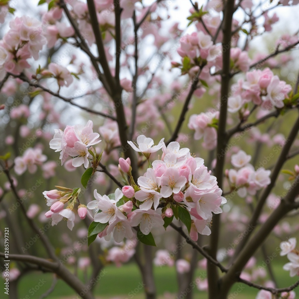 Vibrant Blooms of Spring: A Colorful Display of Pink and White Flowers on Trees Vibrant Blooms of Spring: A Colorful Display of Pink and White Flowers on Trees