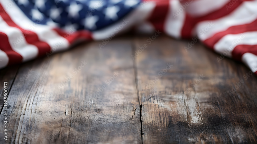 American Flag on Rustic Wooden Table for Patriotic Holidays and Celebrations : Generative AI American Flag on Rustic Wooden Table for Patriotic Holidays and Celebrations : Generative AI