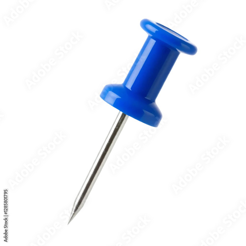 Blue thumbtack isolated on transparent background