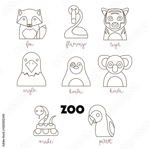 ZOO ANIMAL NATIONAL PARK LINE ART