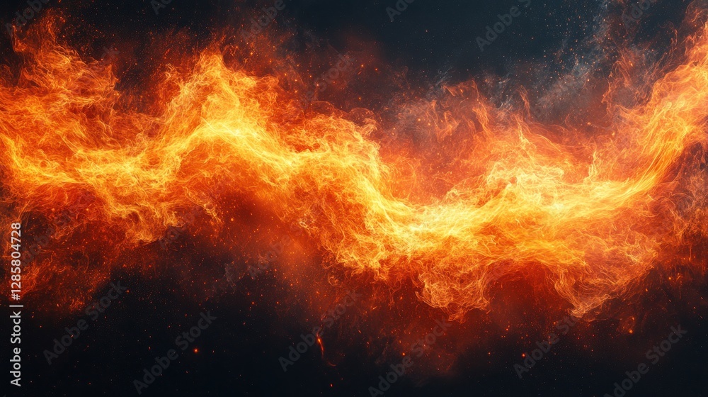 Fototapeta premium Fiery Stream Against Dark Background