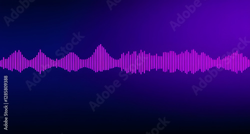 Digital wave spectrum background. Pulsing soundwave graph, neon purple and blue