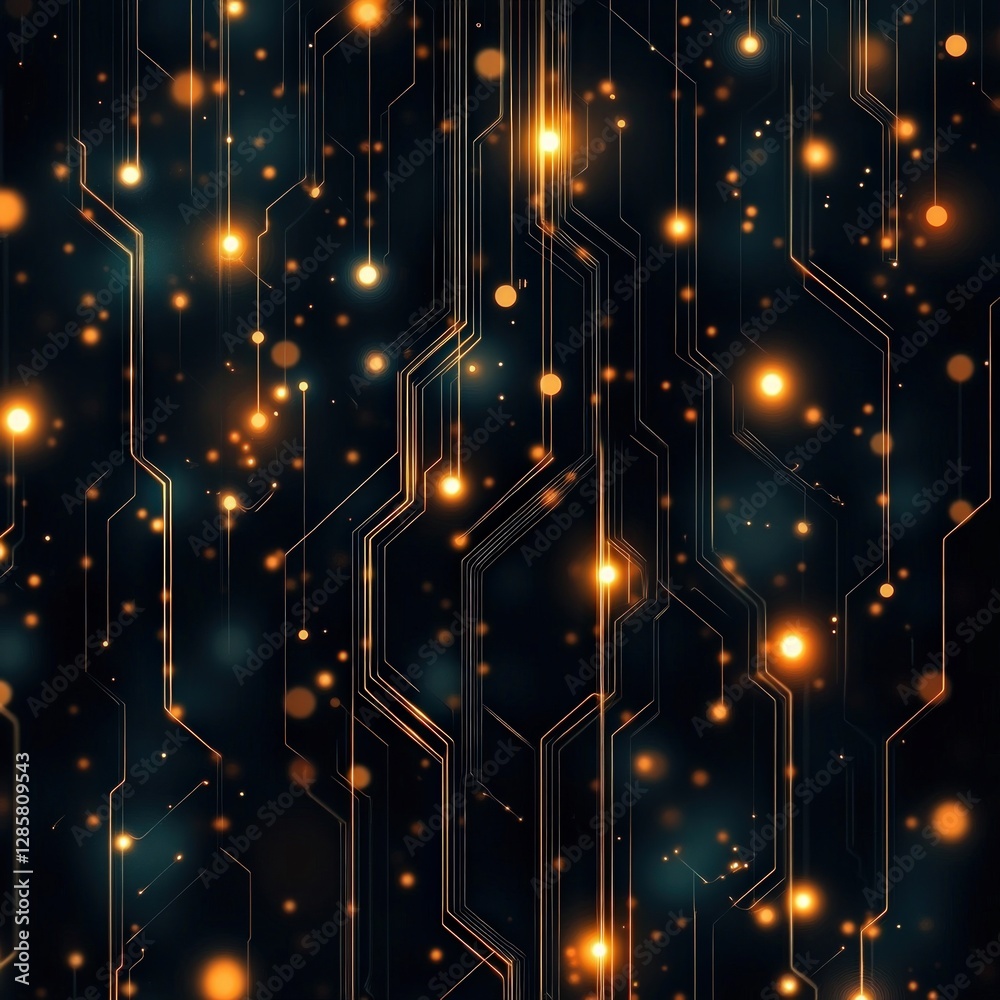 Fototapeta premium Abstract Digital Background with Bright Glowing Circuits and Lights