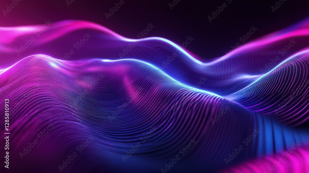 Fototapeta premium curved wavy lines tech futuristic motion background. dynamic abstract line waving loop line. Metaverse Abstract Seamless wave abstract lines stream