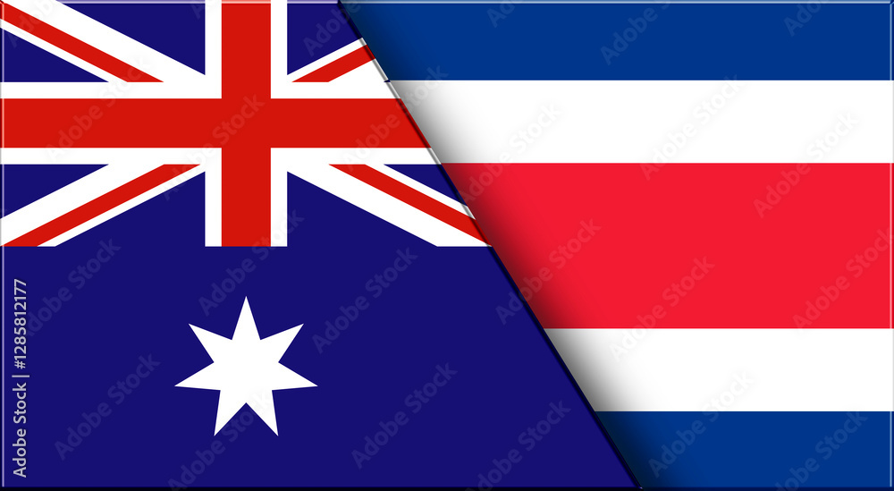 Flags of Australia and Costa-Rica. Australian and Costa Rican National flags Flags of Australia and Costa-Rica. Australian and Costa Rican National flags
