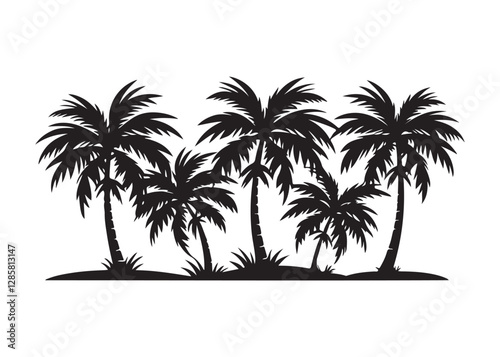 Silhouette of Palm Trees, set of black silhouettes of a palm tree,