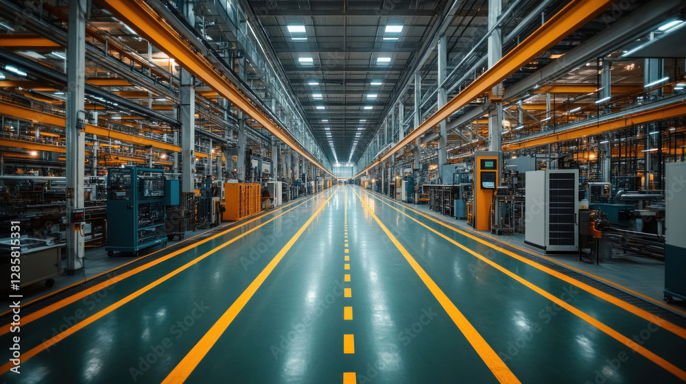 A clean energy-powered factory that integrates automation with an organized layout A clean energy-powered factory that integrates automation with an organized layout