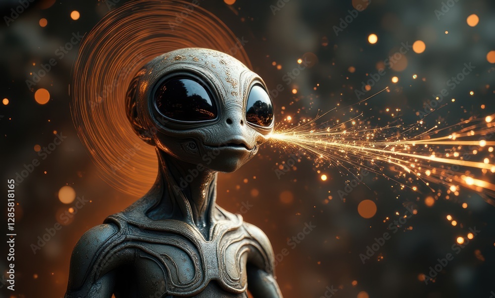 Alien character with glowing features Alien character with glowing features