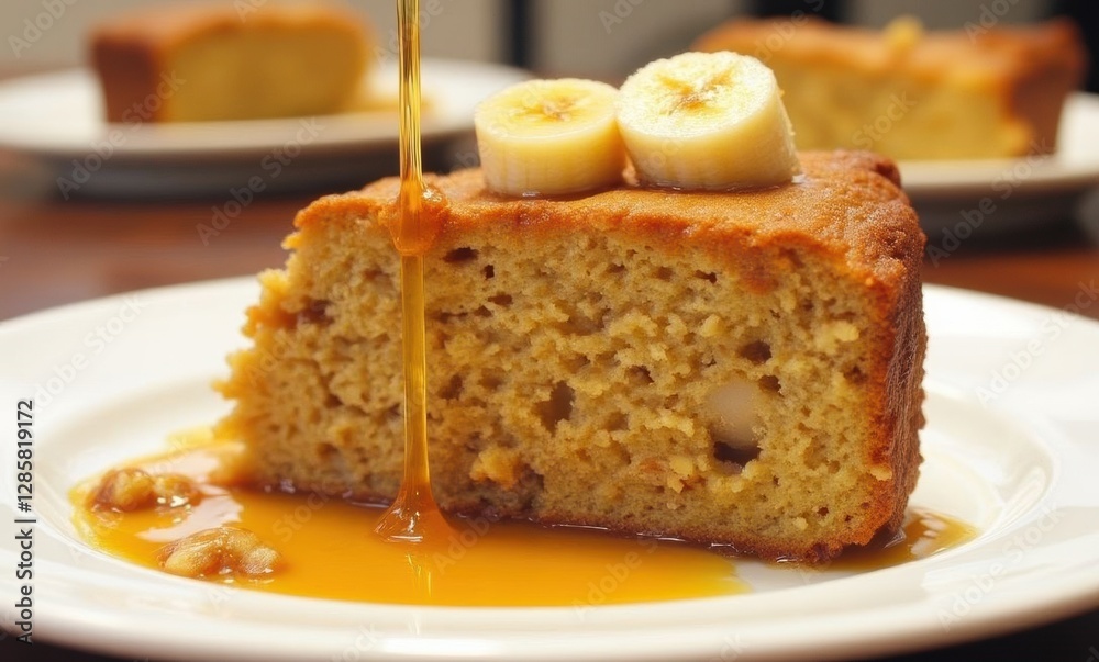 Delicious banana cake with syrup drizzle Delicious banana cake with syrup drizzle