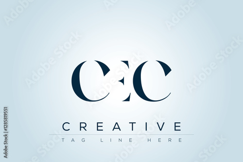 CEC abstract letter logo design. This logo is designed by three abstract letters. 