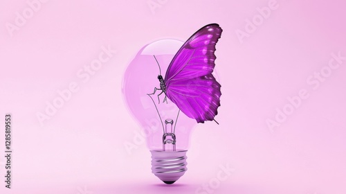 Butterfly on light bulb symbolizes creative transformation innovation