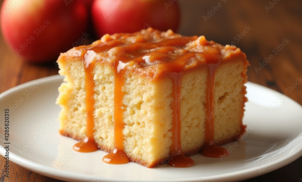 Delicious caramel apple cake slice Delicious caramel apple cake slice