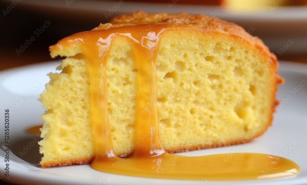 Moist cake drizzled with caramel sauce Moist cake drizzled with caramel sauce