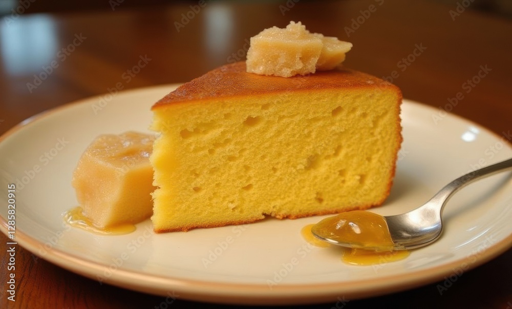 Delicious slice of yellow cake Delicious slice of yellow cake