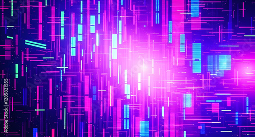 Glitching hologram distortion background. RGB color separations, pixelated static noise