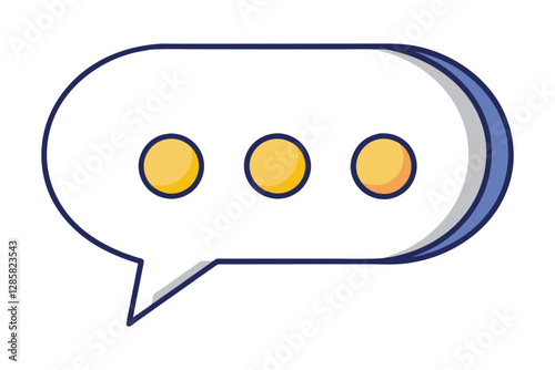 Create a minimalist illustration a single, white speech bubble containing three ellipses (...); representing anticipation,  uncertainty, or a paused conversation.