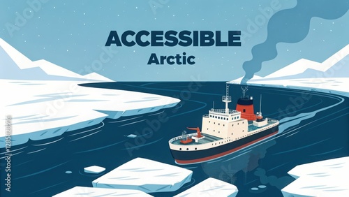 Icebreaker ship navigating arctic waters for accessible exploration in icy regions photo