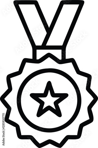 Vector Illustration of a Medal with Ribbon and Star