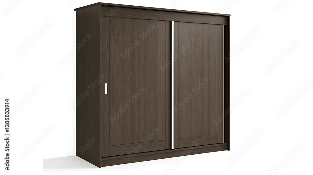 Modern wardrobe with sleek sliding doors on white background Modern wardrobe with sleek sliding doors on white background