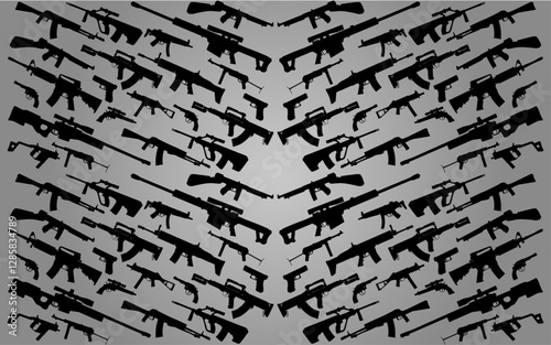 Collection of guns vector Assets, Multiple guns Assets background, weapons guns wallpaper